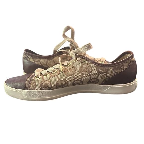 Michael Kors Logo Lace-Up Sneakers Brown Monogram Canvas Size 8M - Picture 10 of 11